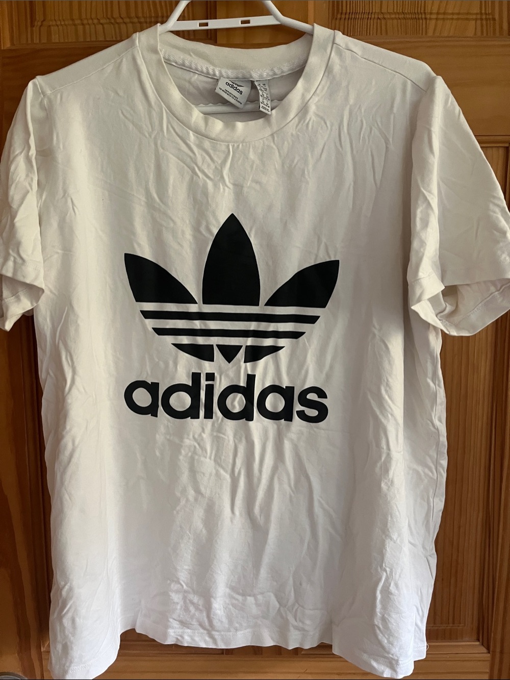adidas White Short Sleeve Trefoil Logo Tee